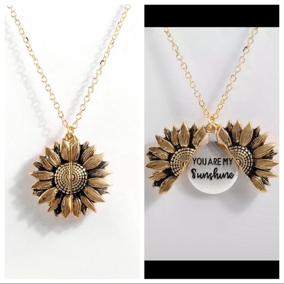 Lex T’s Closet Jewelry - You Are My Sunshine Sunflower Necklace Silver Gold
